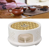Teapot Warmer Tea Coffee Warmer Base Ceramic Heater with Spoon Lid and Candle Holder White