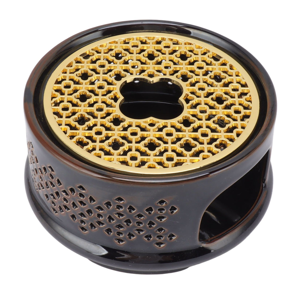 Teapot Warmer Tea Coffee Warmer Base Ceramic Heater with Spoon Lid and Candle Holder Brown