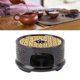 Teapot Warmer Tea Coffee Warmer Base Ceramic Heater with Spoon Lid and Candle Holder Brown - Extra Image