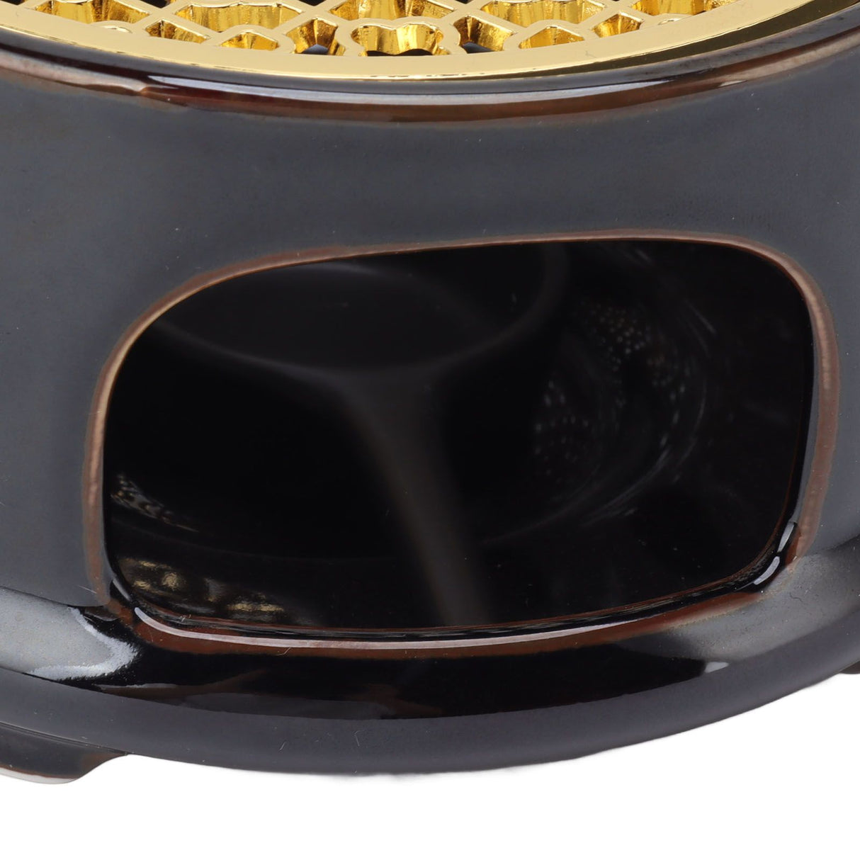 Teapot Warmer Tea Coffee Warmer Base Ceramic Heater with Spoon Lid and Candle Holder Brown