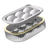 Ice Ball Maker Round Ice Cube Mold Tray for Home Bar Cocktails Bourbon Whiskey Drink Six Balls - White