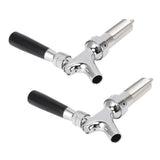 2 Set Beer Tap Stainless Steel Good Sealing 4‑1/8inch Shank 1/4 Barb Beer Faucet G1/2 Thread - 45-Degree Angle