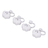 Straw Covers Dustproof Decorative Splash Proof Odorless Reusable Straw Toppers for Party ShoppingTravelling Camping 4 Cloud Straw Caps - Rear View
