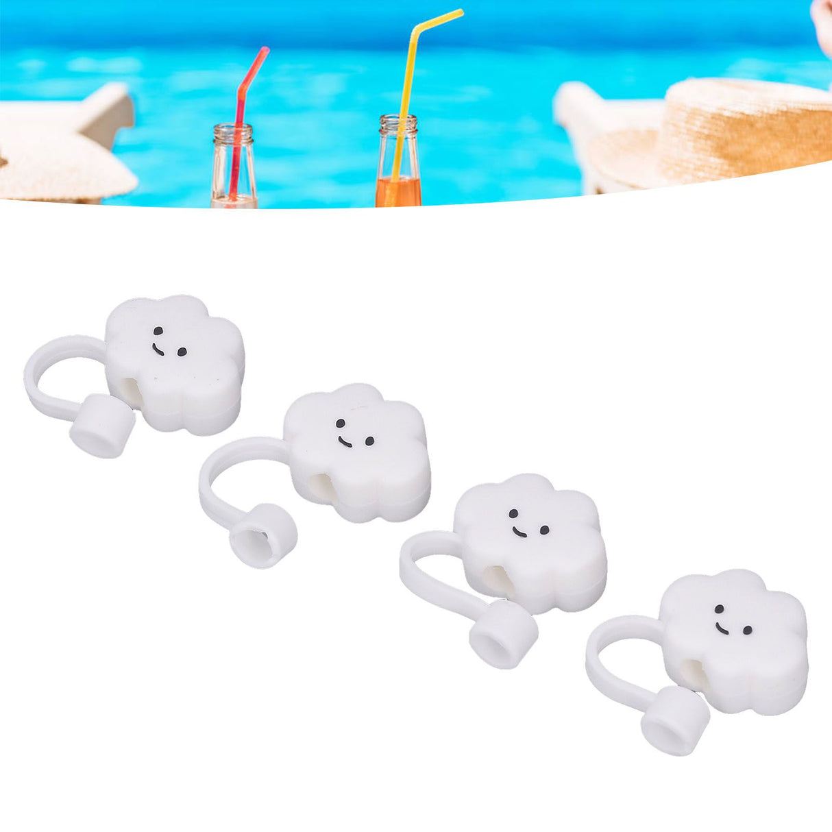 Straw Covers Dustproof Decorative Splash Proof Odorless Reusable Straw Toppers for Party ShoppingTravelling Camping 4 Cloud Straw Caps