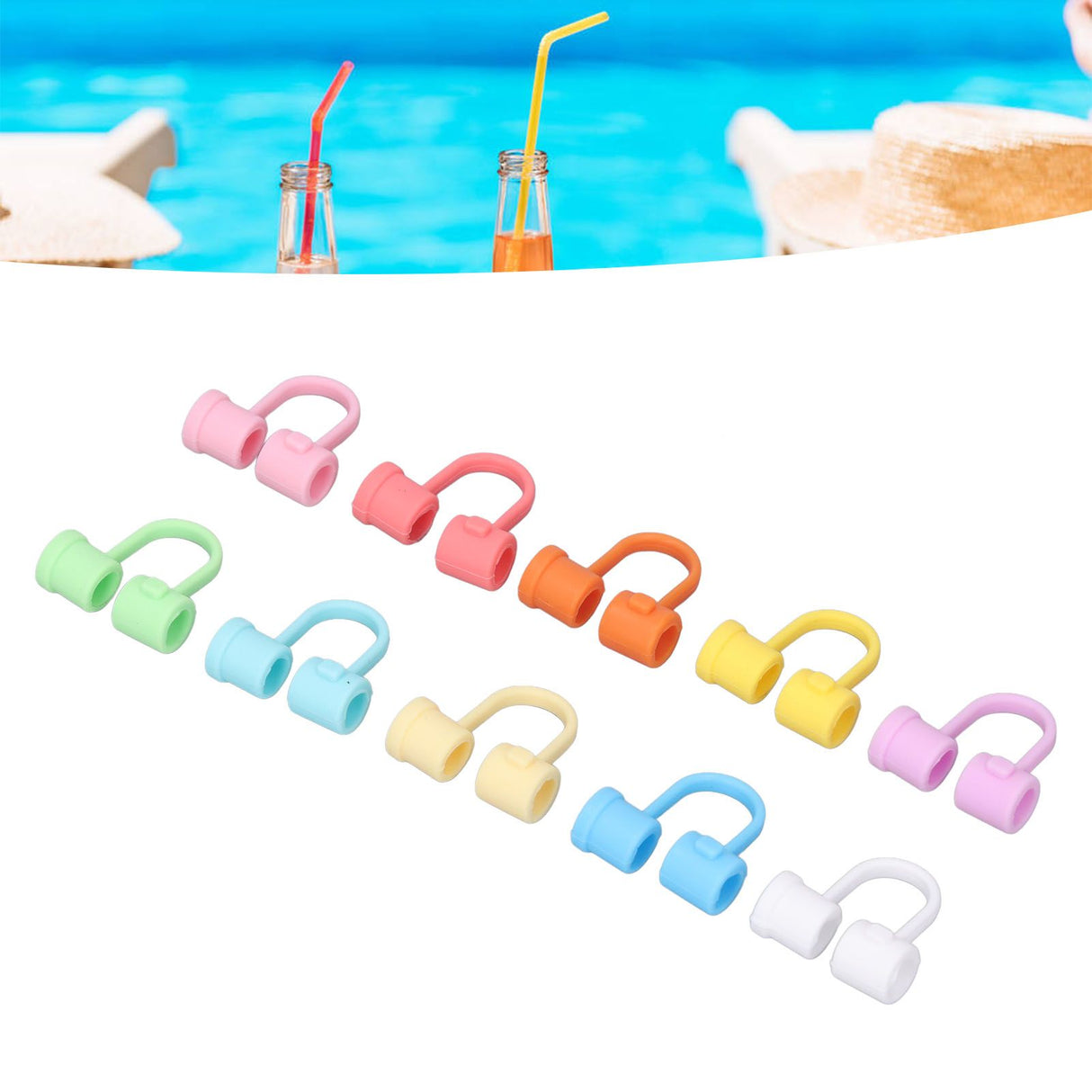 Straw Covers Dustproof Decorative Splash Proof Odorless Reusable Straw Toppers for Party ShoppingTravelling Camping 24 Rainbow Coloured Straw Caps