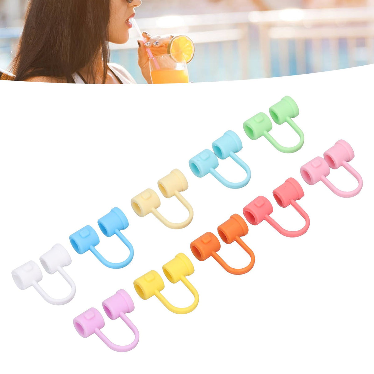 Straw Covers Dustproof Decorative Splash Proof Odorless Reusable Straw Toppers for Party ShoppingTravelling Camping 24 Rainbow Coloured Straw Caps