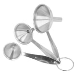 3PCS Small Funnels Stainless Steel Multifunctional Mini Filling Funnel Kit for Transferring Essential Oils Liquid Fluid - Top-Down View