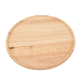 Round Wood Tray 30cm Simple Style Stable Serving Tray for Breakfast Pizza Fruit Snacks - Rear View