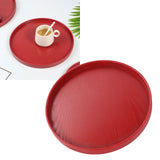 Tea Tray Wooden Wine Red Round Tea Plate Green Tea Baking Serving Plate for Home Tea House 24cm / 9.45in - Extra Image