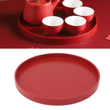 Tea Tray Wooden Wine Red Round Tea Plate Green Tea Baking Serving Plate for Home Tea House 24cm / 9.45in