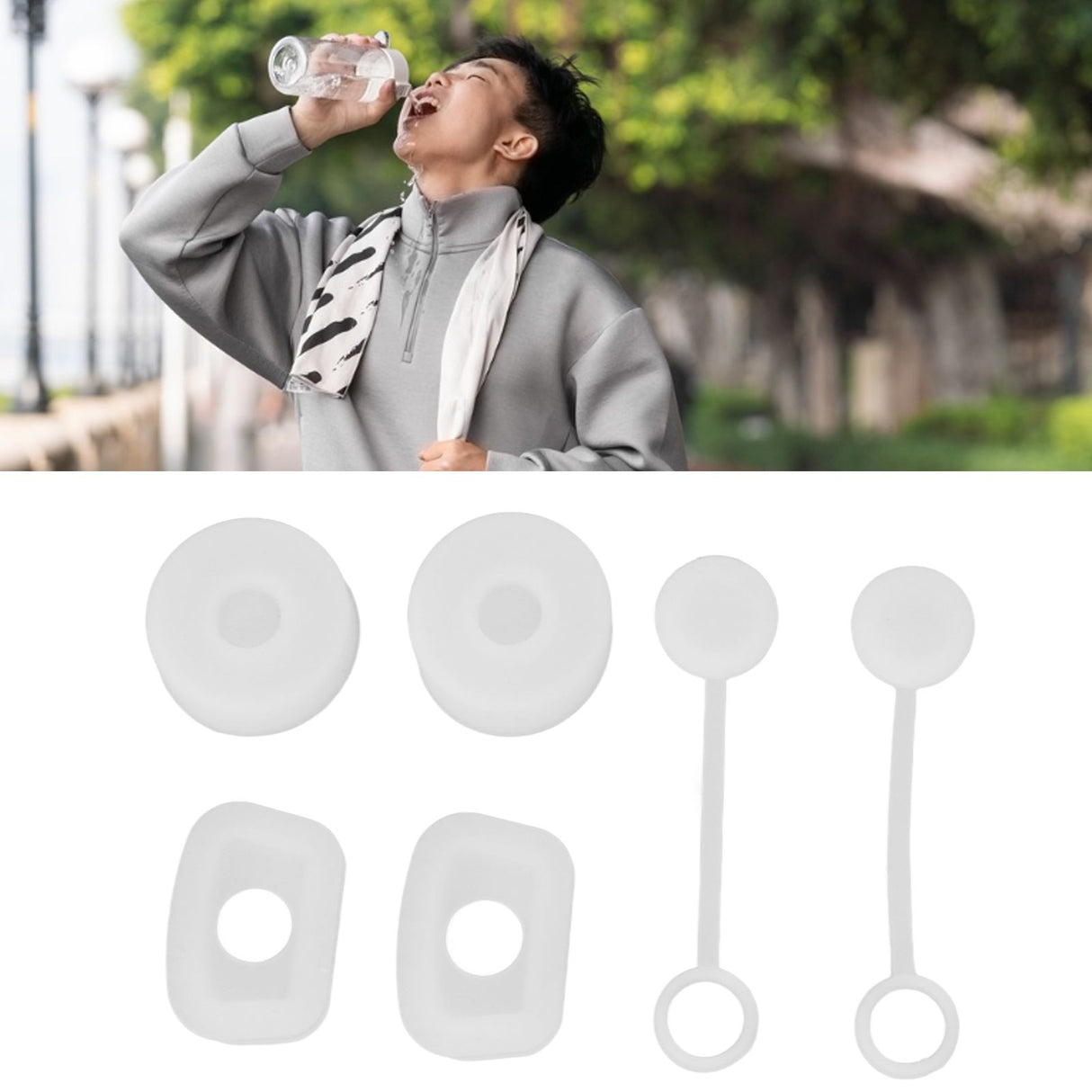 6PCS Cup Straw Stopper Sealed Reusable Straw Cover Cap Square Round Spill Stoppers Silicone Leak Stopper Set Transparent