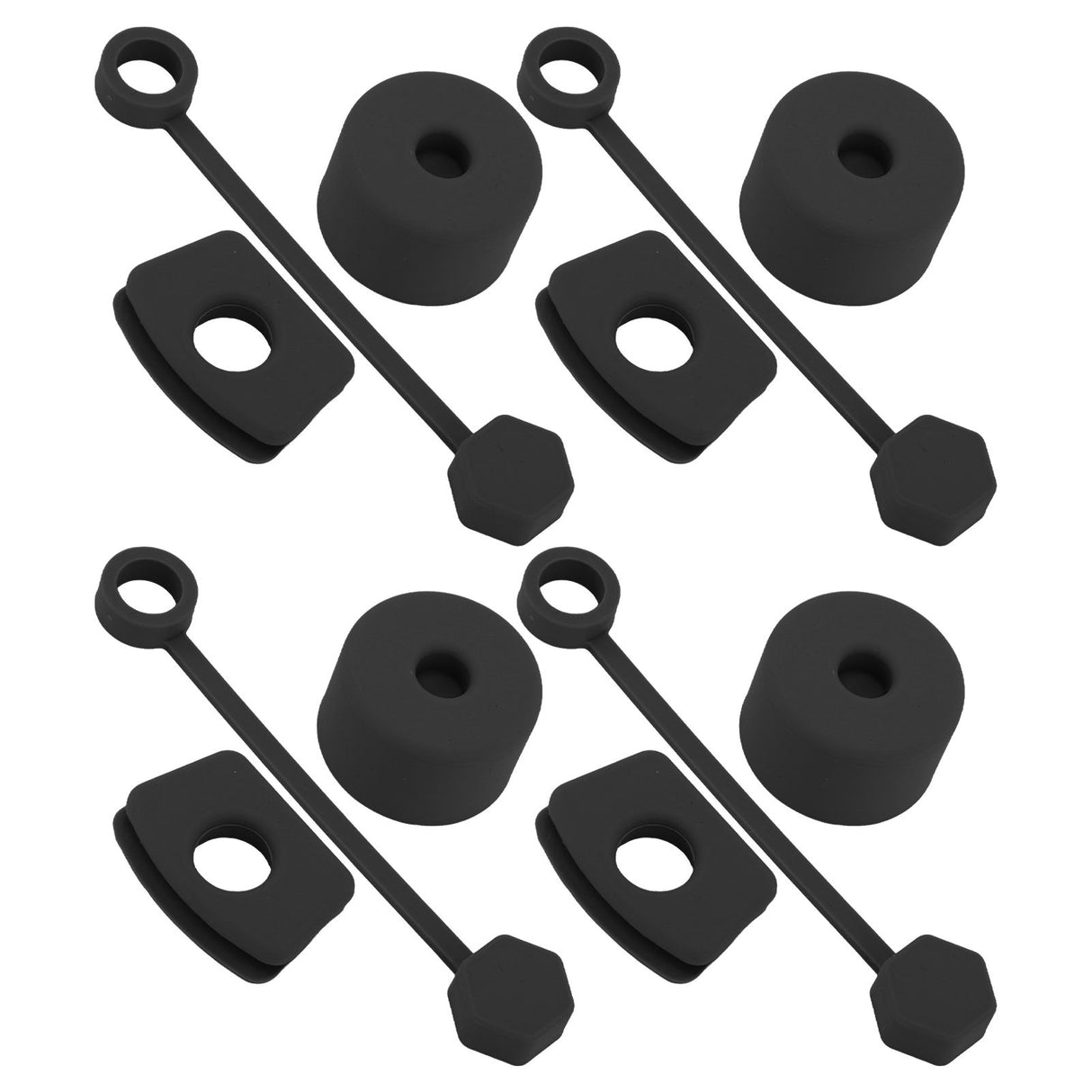 4 Set Silicone Spill Proof Stopper Set Tumbler Accessories Including Straw Cover Cap Square Leak Stopper Round Lid Stopper Plug Black