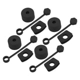 4 Set Silicone Spill Proof Stopper Set Tumbler Accessories Including Straw Cover Cap Square Leak Stopper Round Lid Stopper Plug Black - Top-Down View