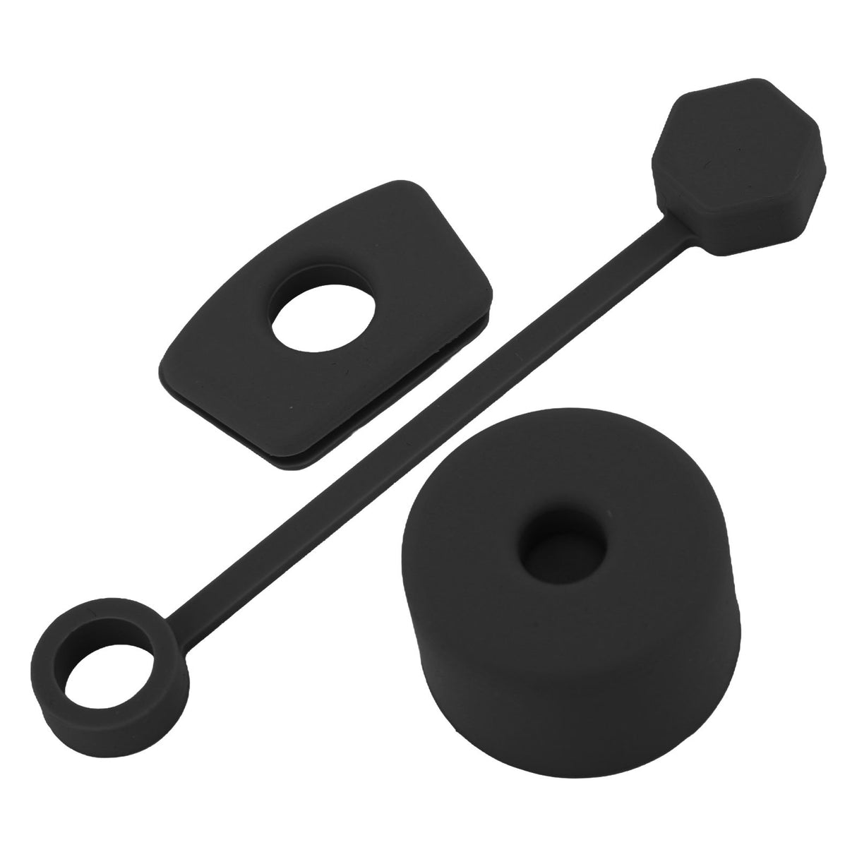 4 Set Silicone Spill Proof Stopper Set Tumbler Accessories Including Straw Cover Cap Square Leak Stopper Round Lid Stopper Plug Black