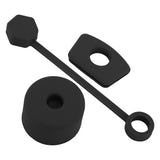 4 Set Silicone Spill Proof Stopper Set Tumbler Accessories Including Straw Cover Cap Square Leak Stopper Round Lid Stopper Plug Black - Rear View