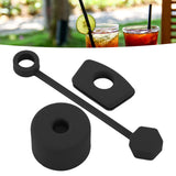 4 Set Silicone Spill Proof Stopper Set Tumbler Accessories Including Straw Cover Cap Square Leak Stopper Round Lid Stopper Plug Black - Extra Image