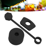 4 Set Silicone Spill Proof Stopper Set Tumbler Accessories Including Straw Cover Cap Square Leak Stopper Round Lid Stopper Plug Black