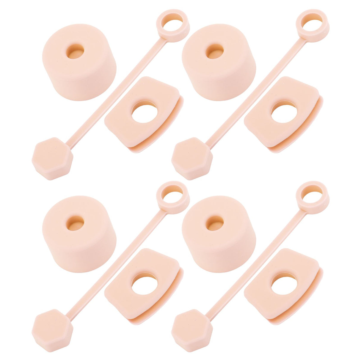 4 Set Silicone Spill Proof Stopper Set Tumbler Accessories Including Straw Cover Cap Square Leak Stopper Round Lid Stopper Plug Pink