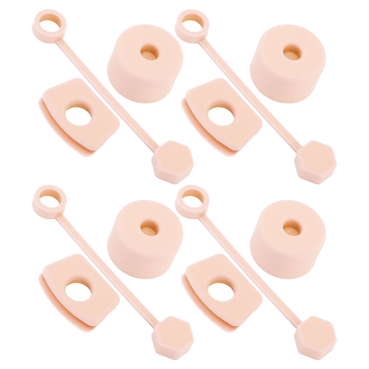 4 Set Silicone Spill Proof Stopper Set Tumbler Accessories Including Straw Cover Cap Square Leak Stopper Round Lid Stopper Plug Pink