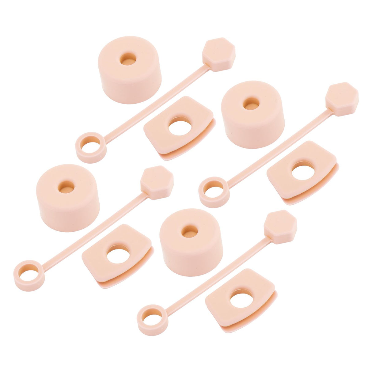 4 Set Silicone Spill Proof Stopper Set Tumbler Accessories Including Straw Cover Cap Square Leak Stopper Round Lid Stopper Plug Pink