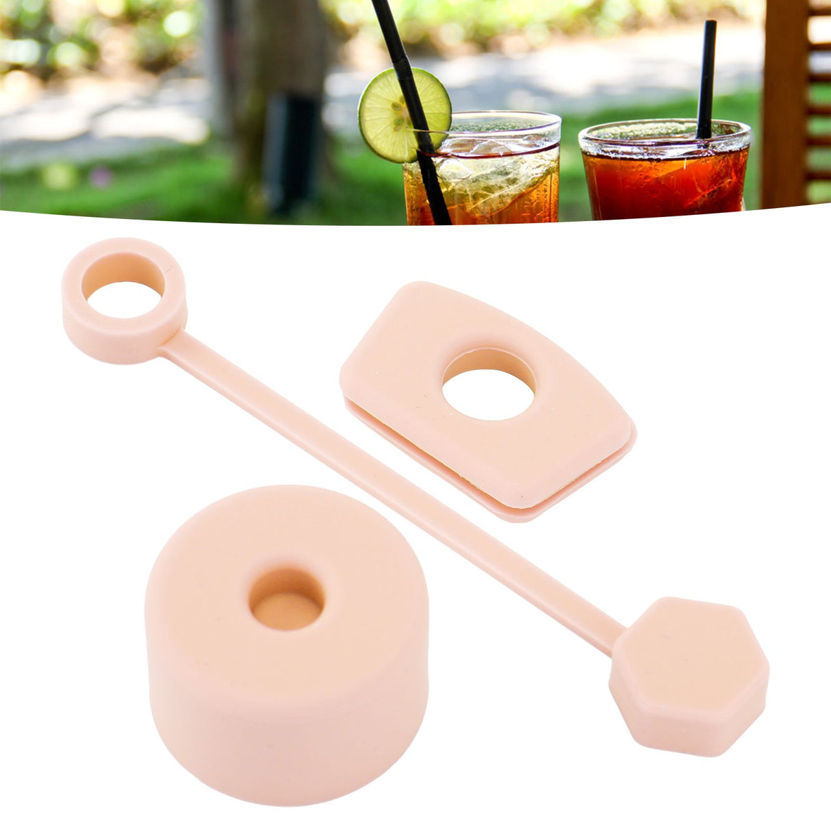 4 Set Silicone Spill Proof Stopper Set Tumbler Accessories Including Straw Cover Cap Square Leak Stopper Round Lid Stopper Plug Pink