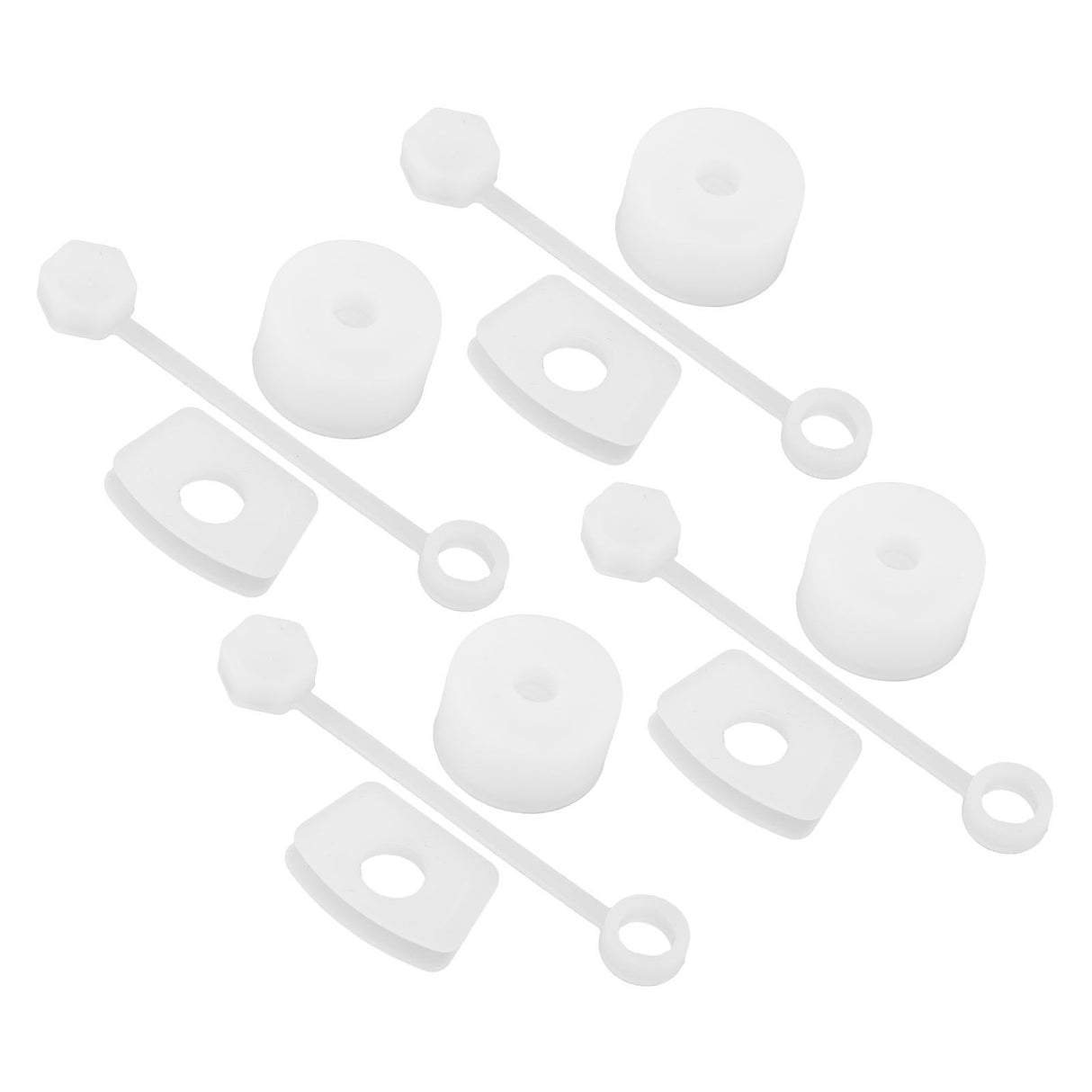 4 Set Silicone Spill Proof Stopper Set Tumbler Accessories Including Straw Cover Cap Square Leak Stopper Round Lid Stopper Plug Transparent White