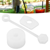 4 Set Silicone Spill Proof Stopper Set Tumbler Accessories Including Straw Cover Cap Square Leak Stopper Round Lid Stopper Plug Transparent White