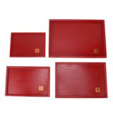 4Pcs Serving Tray Chinese Style Red Wedding Tea Coffee Snack Plate Wooden Fruit Candy Salver Square