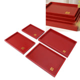 4Pcs Serving Tray Chinese Style Red Wedding Tea Coffee Snack Plate Wooden Fruit Candy Salver Square - Extra Image
