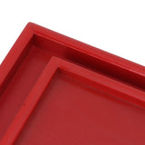 4Pcs Serving Tray Chinese Style Red Wedding Tea Coffee Snack Plate Wooden Fruit Candy Salver Square