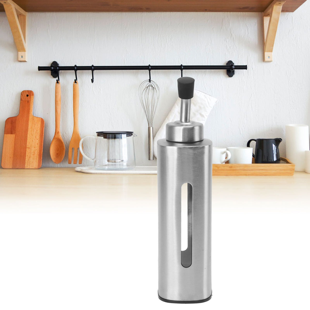 220ml Oil Dispenser Bottle Stainless Steel Oil Bottle Sauce Container for Olive Oil Vinegar Soy Sauce Rectangle
