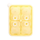 Little Bear Shape Ice Mold 4 Grids Silicone Ice Block Mould for Making Ice Cream Cake Candle Yellow - Front View