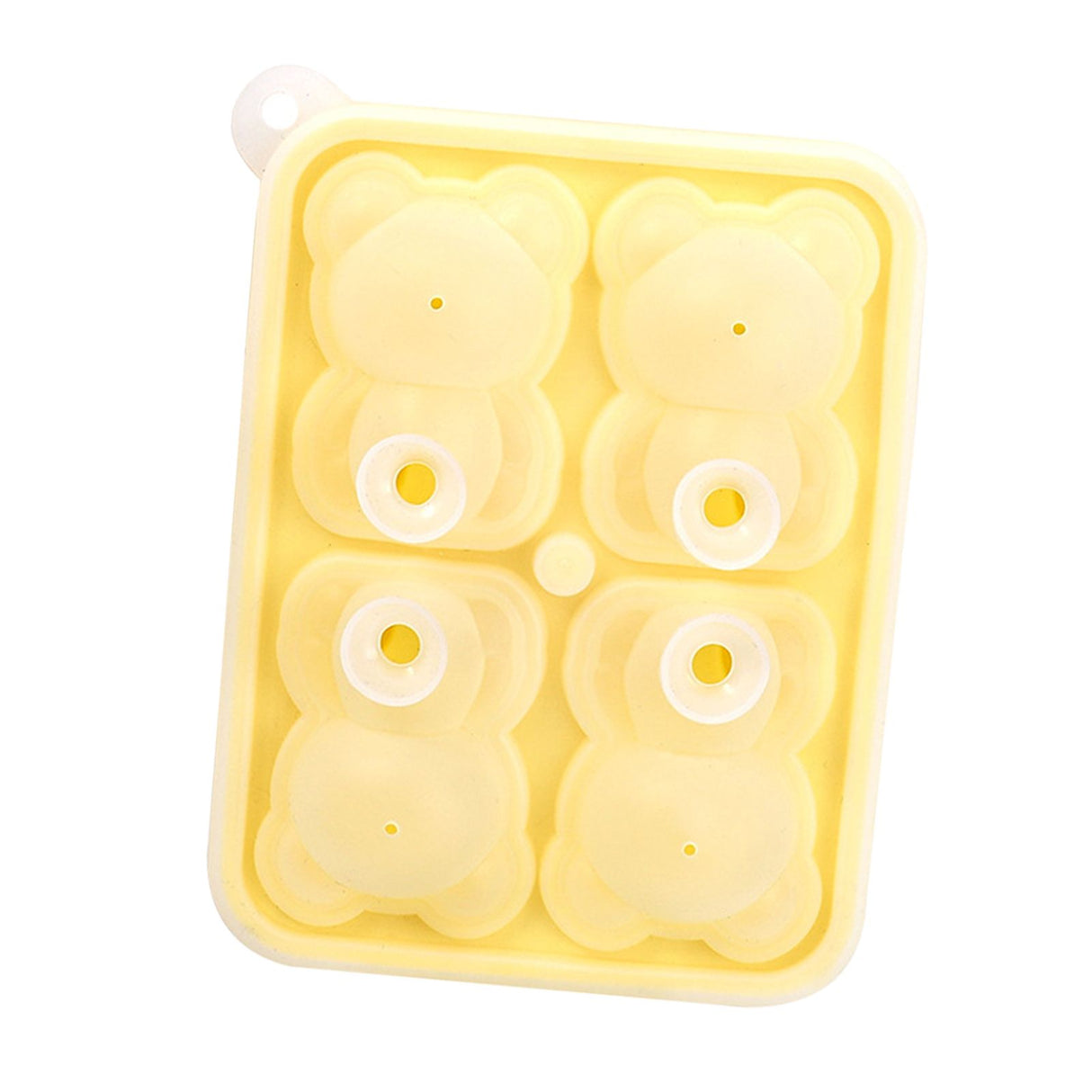 Little Bear Shape Ice Mold 4 Grids Silicone Ice Block Mould for Making Ice Cream Cake Candle Yellow