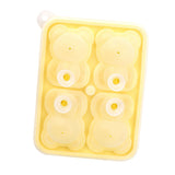 Little Bear Shape Ice Mold 4 Grids Silicone Ice Block Mould for Making Ice Cream Cake Candle Yellow