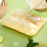 Little Bear Shape Ice Mold 4 Grids Silicone Ice Block Mould for Making Ice Cream Cake Candle Yellow