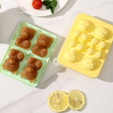 Little Bear Shape Ice Mold 4 Grids Silicone Ice Block Mould for Making Ice Cream Cake Candle Yellow