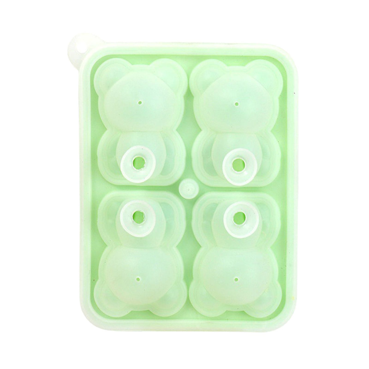 Little Bear Shape Ice Mold 4 Grids Silicone Ice Block Mould for Making Ice Cream Cake Candle Green