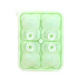 Little Bear Shape Ice Mold 4 Grids Silicone Ice Block Mould for Making Ice Cream Cake Candle Green