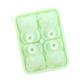 Little Bear Shape Ice Mold 4 Grids Silicone Ice Block Mould for Making Ice Cream Cake Candle Green - Top-Down View