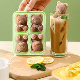 Little Bear Shape Ice Mold 4 Grids Silicone Ice Block Mould for Making Ice Cream Cake Candle Green