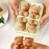 Little Bear Shape Ice Mold 4 Grids Silicone Ice Block Mould for Making Ice Cream Cake Candle Green
