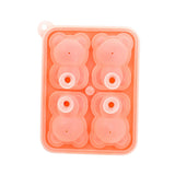 Little Bear Shape Ice Mold 4 Grids Silicone Ice Block Mould for Making Ice Cream Cake Candle Pink - Front View