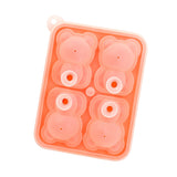 Little Bear Shape Ice Mold 4 Grids Silicone Ice Block Mould for Making Ice Cream Cake Candle Pink