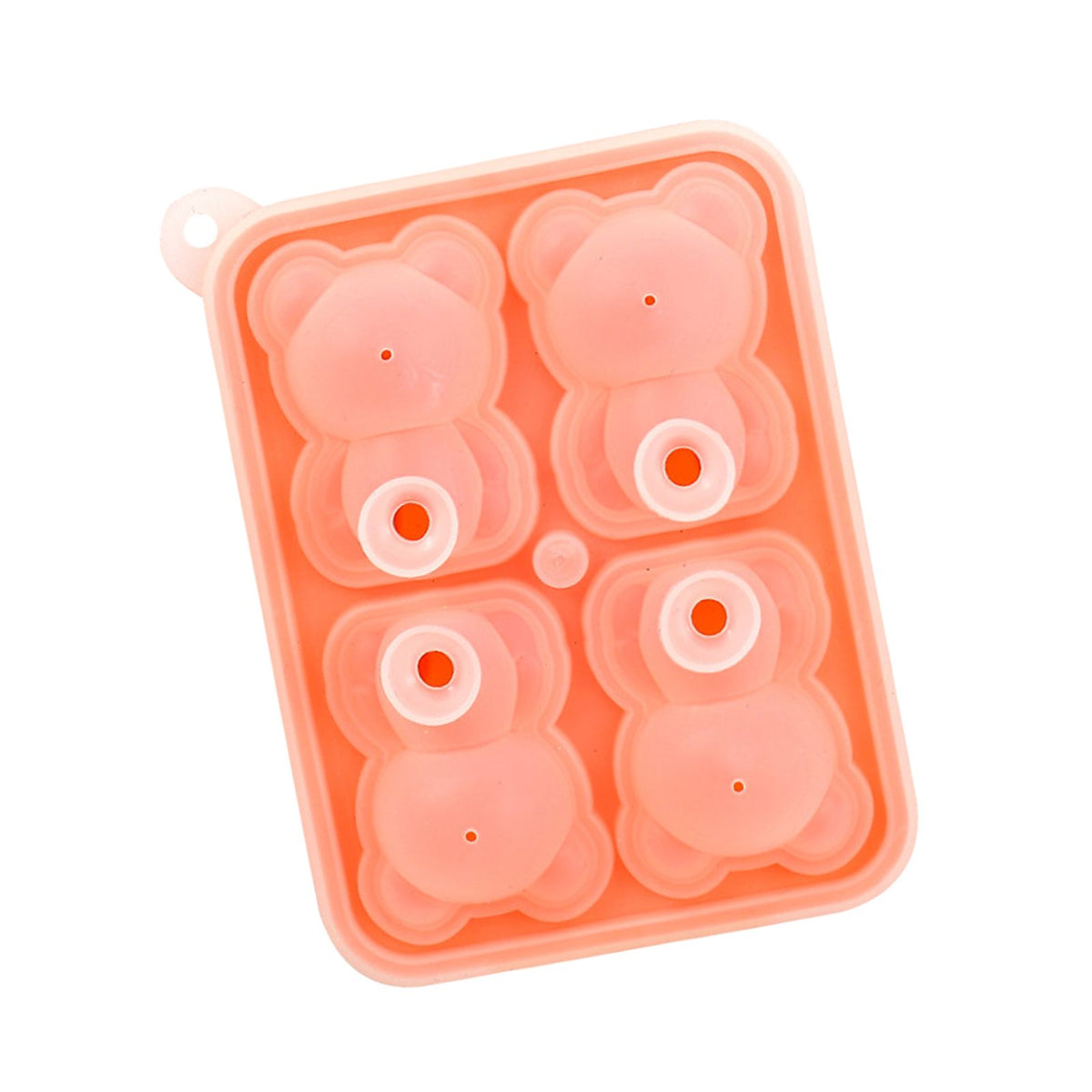 Little Bear Shape Ice Mold 4 Grids Silicone Ice Block Mould for Making Ice Cream Cake Candle Pink