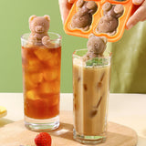 Little Bear Shape Ice Mold 4 Grids Silicone Ice Block Mould for Making Ice Cream Cake Candle Pink