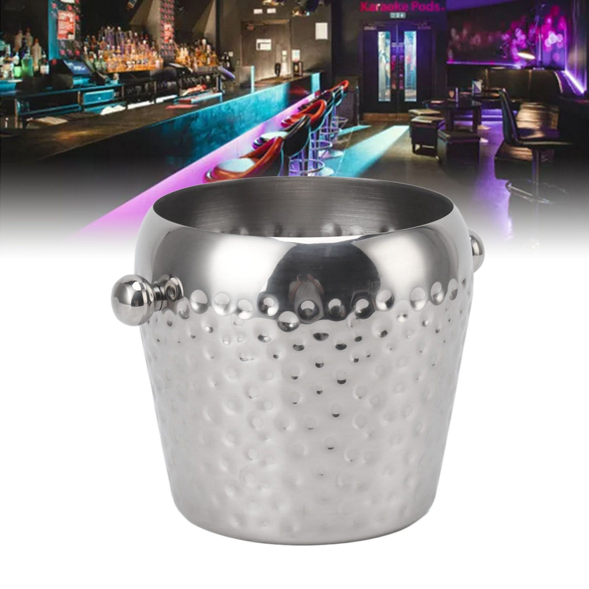 Ice Bucket Stainless Steel Mini Insulated Frozen Container for Bar Wine Champagne 1L Sliver