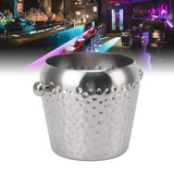 Ice Bucket Stainless Steel Mini Insulated Frozen Container for Bar Wine Champagne 1L Sliver