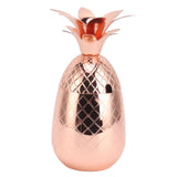 Cocktail Shaker Pineapple Shape Stainless Steel Polished Smooth Surface 500ml for Home Bar Rose Gold