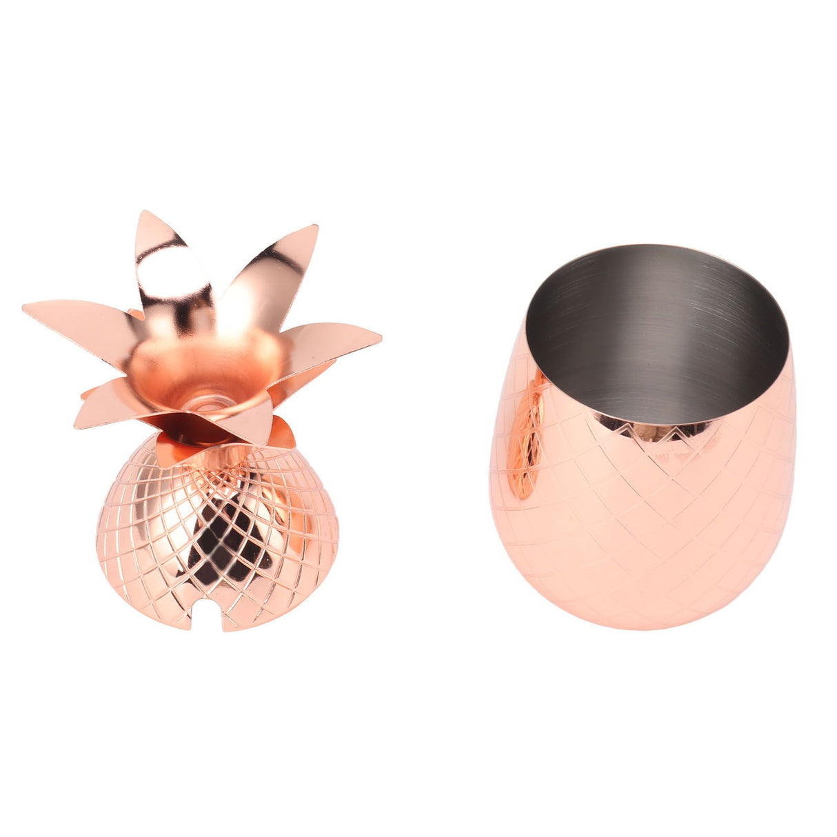 Cocktail Shaker Pineapple Shape Stainless Steel Polished Smooth Surface 500ml for Home Bar Rose Gold