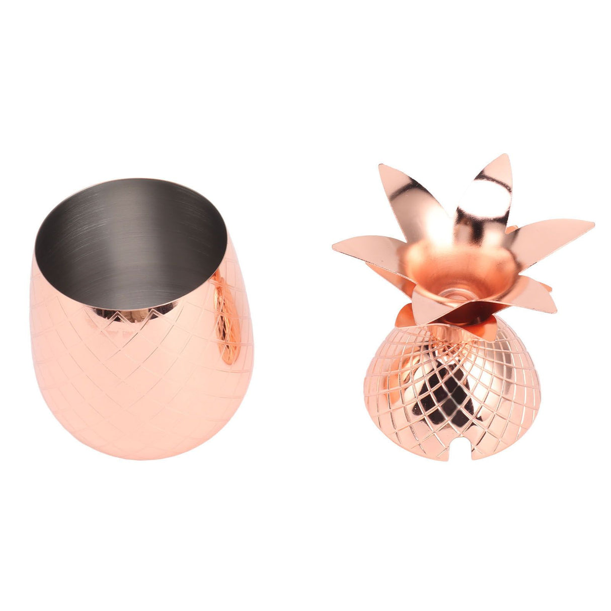 Cocktail Shaker Pineapple Shape Stainless Steel Polished Smooth Surface 500ml for Home Bar Rose Gold